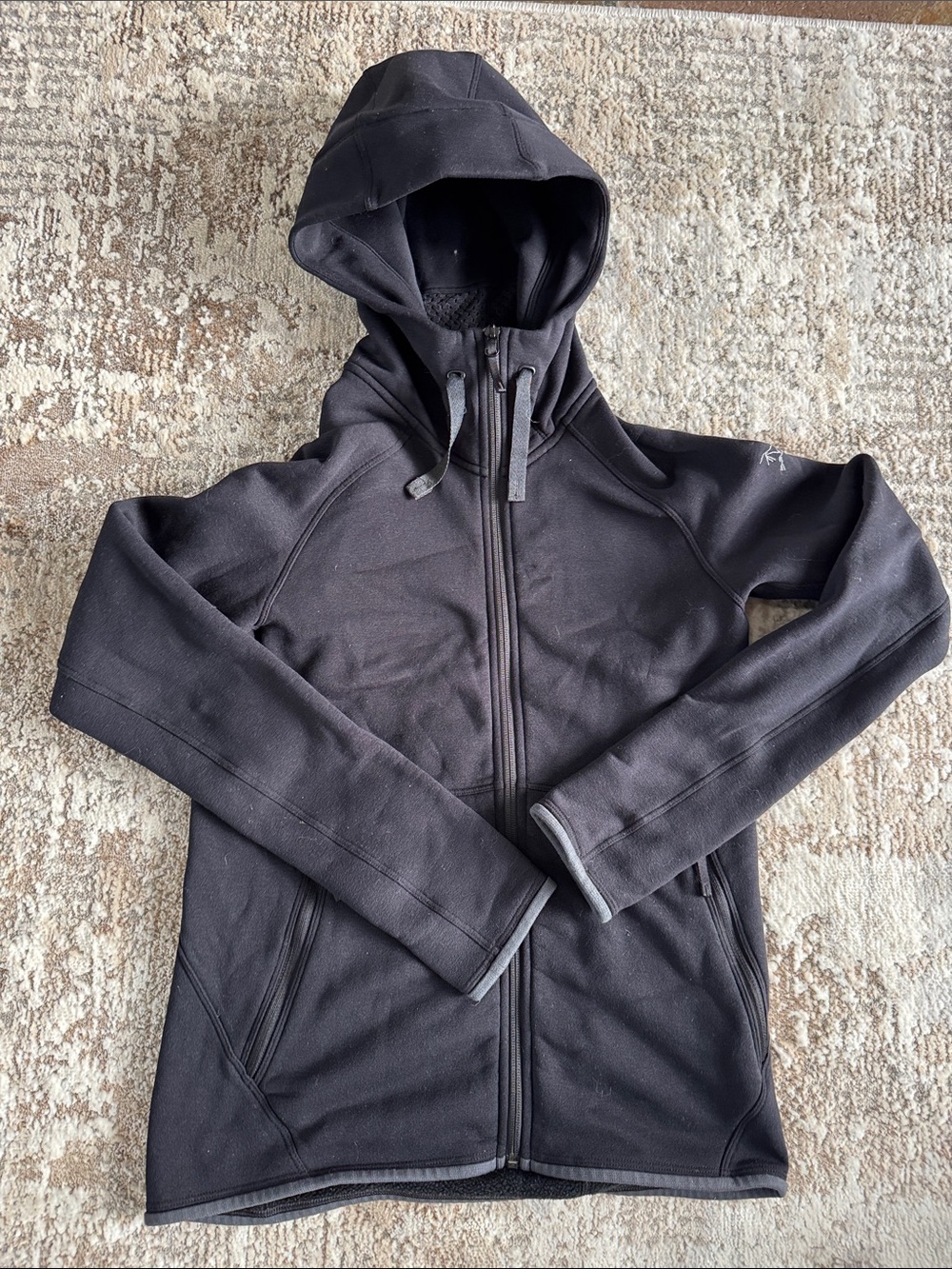 Women’s Arcteryx Black Hooded Full-Zip Fleece Jacket